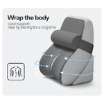 FULLHOT Reading Pillow for Sitting in Bed Ergonomic Wedge Back Pillow Side Pockets Cover