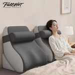 FULLHOT Reading Pillow for Sitting in Bed Ergonomic Wedge Back Pillow Side Pockets Cover