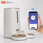 WiFi Automatic Cat Feeder for 2 Cats, 4L Smart APP Food Dispenser with Bowls