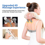 Cordless Shiatsu Neck Massager with Heat, 4D Deep Tissue Shoulder Massage Device